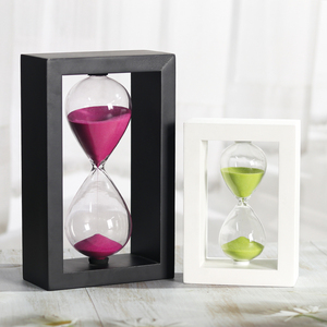 Thủ công sáng tạo 15 30 60 phút đồng hồ cát đồng hồ cát đen khung gỗ hình chữ nhật màu tím Cát Thủy Tinh đồng hồ cát hẹn giờ - Product Image 4
