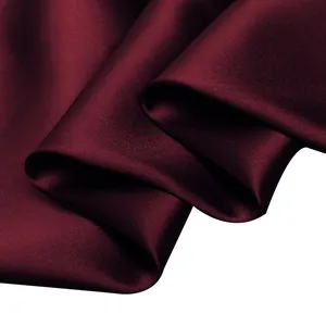 Heavy Silk Fabric 30mm Silk Satin Charmeuse Fabric Width 45" No.30 Wine Red Color