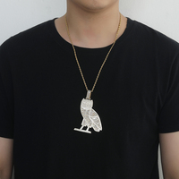 Collier chaîne corde avec pendentif animal en zircon cubique glacé CN450, bijoux hip-hop en laiton plaqué or, cadeau unisexe pour fête