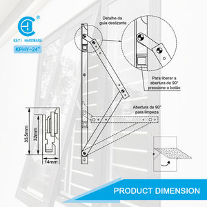 Charnière de fenêtre à battant en aluminium à rainure carrée moderne <span class=keywords><strong>Bras</strong></span> de maintien télescopique à fermeture en douceur avec friction Bisagra De Ventana - Product Image 5
