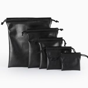 Premium Durable Recyclable Luxury Waterproof PU Leather Drawstring Jewelry <b>Bags</b> Customizable Black <b>Dust</b>-Proof Gift Packaging - Product Image 2