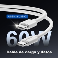 Cable de Datos USB-C a USB-C de Carga Rápida con Logotipo Personalizado de Fábrica OEM, Negro, para Laptops y Teléfonos Móviles, 3.3FT/1M