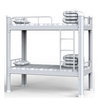 Lit superposé triple en acier robuste avec armoires verrouillables et échelles doubles pour dortoirs scolaires, d'usine ou de personnel