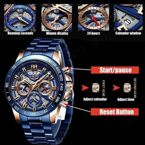 Reloj LIGE 8944 de Acero Inoxidable para Hombre, Marca de Lujo, Cronógrafo Resistente al Agua, Reloj de Pulsera Masculino - Product Image 4