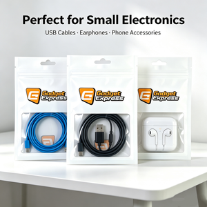 Bolsa con Cierre y Ventana Transparente Personalizada OEM, MOQ Bajo de 500 Unidades, para Cables USB, Cargadores, Accesorios Electrónicos, Embalaje para Venta Minorista - Product Image 1