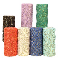 Özelleştirilmiş 2mm çap ev dekorasyon pamuk halat ile metalik iplik makrome kordon ile Glitter altın dize