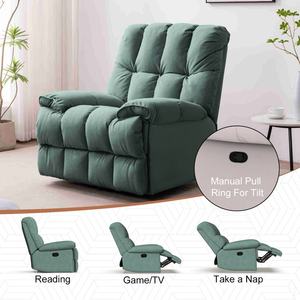 HOYOO Modern Rocking Swivel <b>Sofa</b> Chair Velvet Lounge Chair with Extendable Feature Massage Fabric Upholstery on Metal Frame - Product Image 5