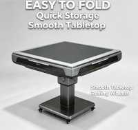 Table de Mahjong Électrique Pliante Portable avec Tuiles de Mahjong Complètes, Cadre Métallique Durable pour 4 Joueurs