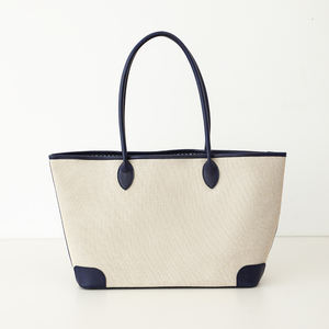 Bolso Tote Espacioso de Lino y PU, Bolso de Hombro Minimalista para Mujer con Hebilla Metálica, Diseño Duradero para Todas las <span class=keywords><strong>Temporadas</strong></span> - Product Image 1