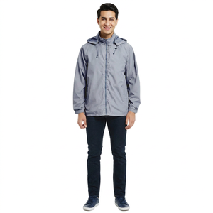 Blousons coupe-vent personnalisés en toile pour hommes 2026 – 100 % coton, col montant, manteaux à capuche vintage pour le streetwear décontracté en extérieur - Product Image 1