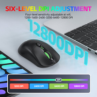 Ratón Inalámbrico para Juegos T-WOLF X5 de Tres Modos, Conexión 2.4G+BT+USB-C, DPI 12800, Programación de Macros con Teclas Personalizables para PC