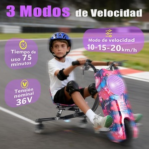 Tricycle électrique pour enfants 007B, 5-12 ans, cadeau, vitesse maximale de 20 km/h, autonomie de 75 minutes, 360 °   Lumière LED Bluetooth Spin <span class=keywords><strong>Drift</strong></span> |   Entrepôt du Mexique - Product Image 2