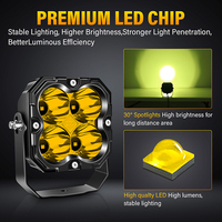 Lumière LED jaune de 4,5 pouces, IP67, étanche à la poussière, lampe tout-terrain, feu antibrouillard auxiliaire, 5000 lumens, 30W, DC 12-24V