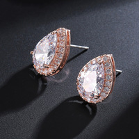 Boucles d'oreilles en diamant classiques de style coréen, forme goutte d'eau, huit cœurs, huit flèches, pour mariage, fête, usage quotidien, en zircon