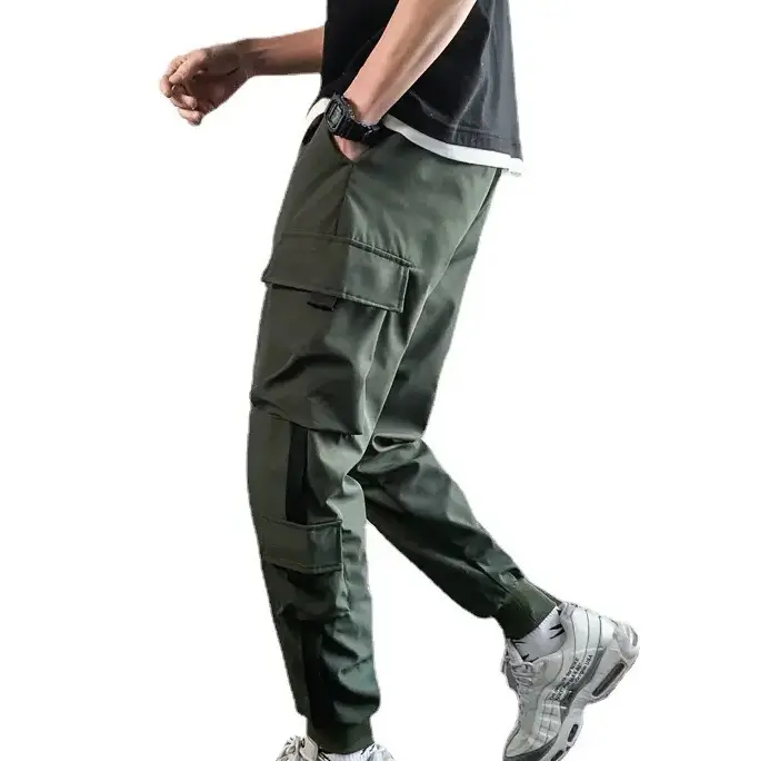 कस्टम पुरुषों के आउटडोर पैंट पॉलिएस्टर स्पैन्डेक्स कार्गो पैंट ट्रैक बहु जेब कार्गो पतलून हॉप हिप फैशन पैंट
