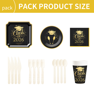 Assiettes, gobelets et serviettes à thème de remise de diplôme DAMAI – Assiettes en carton jetables pour fête de remise de diplôme, fournitures de fête, décorations, pour 8 personnes - Product Image 6