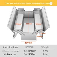 Seau pliable à double couche en acier inoxydable, étanche, portable, multifonctionnel, anti-poussière, 3 compartiments, rangement d'outils