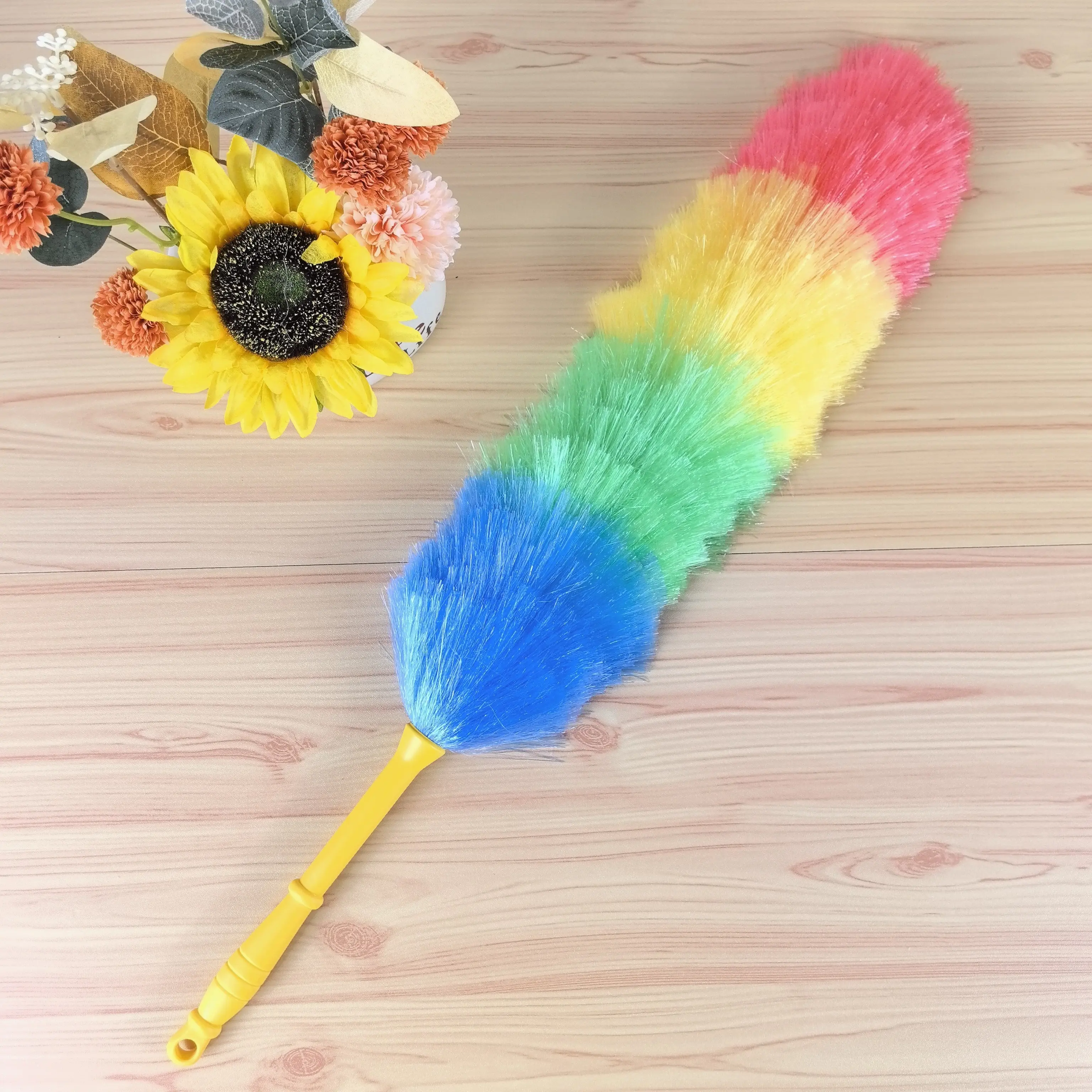 Household Microfiber 50g Feather Duster Flexible With Plastic Rubber Handle For Cleaning