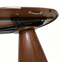 Table à manger ronde extensible de 47 à 63 pouces, table de cuisine ovale moderne en MDF pour 4 à 6 personnes, table compacte pour petite pièce avec base conique