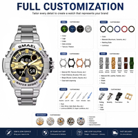 Jam Tangan Pria Digital Quartz Smael 8090 Tersedia 1 Pcs Logo Custom 50 Pcs Produsen Oem Odm Desain Dial Mewah untuk Pria
