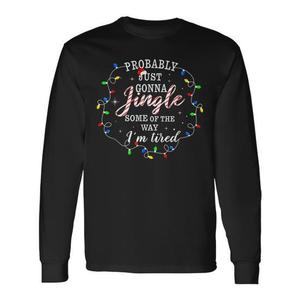 T-shirt a maniche lunghe Tired Jingle Lights Christmas - Product Image 1