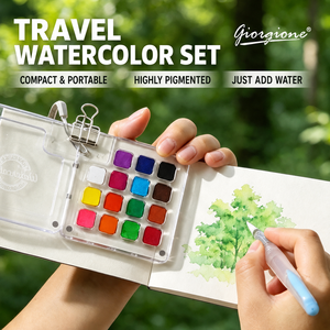 Giorgione – Mini-set de 16 aquarelles, <span class=keywords><strong>palette</strong></span> de pigments solides avec pinceau à eau <span class=keywords><strong>pour</strong></span> la peinture et le dessin - Product Image 2