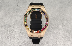 Black Fluororubber Band boîtier givré en or incrusté de diamants colorés kits mod GA2100 GA2110 GAB2100 <span class=keywords><strong>CASIOAK</strong></span> Modifier la montre - Product Image 5