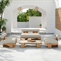 Elegantes Modernes Massives Teakholz Umweltfreundliches Langlebiges Outdoor-Esszimmer-Sofa-Set Komfortable Kissen für Hotel Villa Innenhof Park