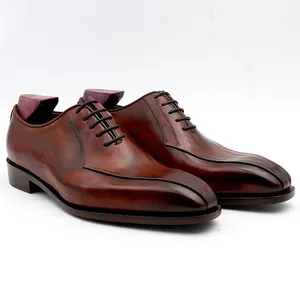 Factory custom mens dress shoes luxury Handcrafted formal shoes men pants Goodyear Welted Dress Shoes For Men