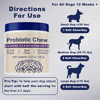 OEM MNK Probiotiques à croquer pour chiens et chats, saveur bœuf, 120g/flacon – Soutien immunitaire, allergies saisonnières, santé digestive, sensibilité