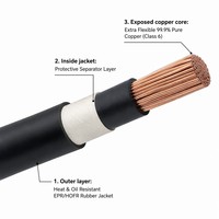 Kabel Las Ekstra Fleksibel Tembaga EPR/HOFR Karet 16-120mm Arus Tinggi 200A-600A Tahan Minyak Tahan Api untuk Pengelasan Busur