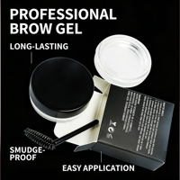 Savon sculptant pour sourcils en boîte métallique transparente de 15g, résistant à la transpiration, emballage personnalisé, faible MOQ, prêt pour la vente au détail et la présentation, produit phare