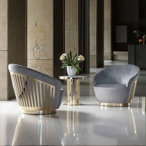 <span class=keywords><strong>Fauteuil</strong></span> <span class=keywords><strong>pivotant</strong></span> d'appoint de luxe en acier inoxydable, rembourrage en tissu velours capitonné, pour hôtel, villa, salon - Product Image 1