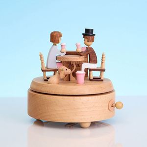 OEM Wholesale Round Christmas <b>Train</b> Carousel Ballerina Custom <b>Wooden</b> Music Box for Girls Gifts - Product Image 2