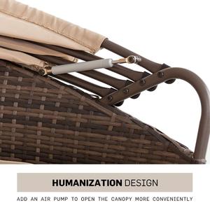 Đồ Nội Thất Patio Bãi Cỏ Bên Bể Bơi Ngoài Trời Đan Bằng Mây Vòng Văng Vườn Mây Đi Văng Lounger Với Tán Thu Vào - Product Image 5