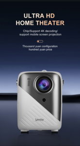 Umiio A011 Hot Bán Android 9 mini xách tay cho nhà ngoài trời độ nét cao Q3 Pro xách tay chơi game máy chiếu - Product Image 2