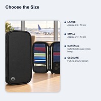 Portefeuille porte-passeport RFID avec plusieurs compartiments, organiseur de documents de voyage en tissu Oxford avec options de sangle