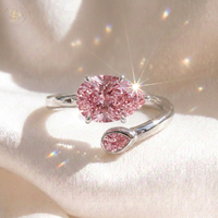 Bague en or rose 10K 14K 18K personnalisée avec diamant rose fantaisie taille poire certifié IGI, cultivé en laboratoire, VVS, bijoux pour femme, cadeau d'anniversaire