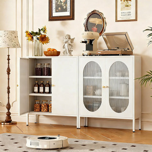 Minimalist Steel Storage Cabinet with Adjustable Shelves Multi Compartment for Home Bar Freestanding Pantry Cabinet - Product Image 1