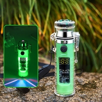 Nouveau briquet électronique rechargeable à double arc, étanche pour l'extérieur, multifonctionnel avec lampe torche et boussole, allume-cigare USB