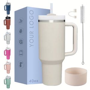 Tumbler for Car Use 40oz Stainless Steel With <b>Straw</b> Lid and Handle Vacuum Insulated Travel Mug for Daily Commute - Product Image 1
