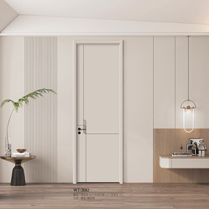Puerta Interior Minimalista de Tablero MDF con Acabado de Superficie, Apertura Manual, Aislamiento Acústico, para Dormitorio - Product Image 5