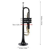 Trumpet Bb Brass Instrument Standard Set for Beginners Band Professional Performance Black