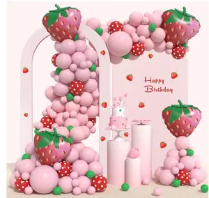 New Style Pink Strawberry Theme Balloon Garland Arch Kit Inflatable Birthday Balloon Arch Kit Girl Balloon Arch Party Decoration