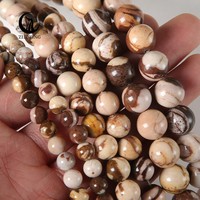 Perles en gros de 6/8/10 mm en pierre naturelle zèbre australienne, perles de jaspe zèbre australien pour la fabrication de colliers