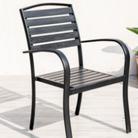 Chaise de jardin moderne en fer, bois et plastique composite, empilable, pour terrasse, café, restaurant, mobilier de jardin