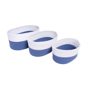SPYRO Panier de rangement tressé en corde de coton bleu et blanc, 3 pièces, haute qualité, nouveauté, vente chaude - Product Image 5