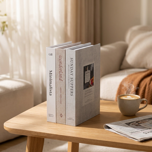Ensemble de faux livres décoratifs neutres pour <span class=keywords><strong>la</strong></span> maison, texture lin, faux <span class=keywords><strong>livre</strong></span> creux pour <span class=keywords><strong>la</strong></span> décoration des étagères du salon et de <span class=keywords><strong>la</strong></span> chambre - Product Image 5