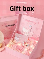 Boîte cadeau rigide à motif de chaton rose, carton magnétique imprimé en couleur avec sac cadeau pour filles, enfants, emballage cadeau de festival