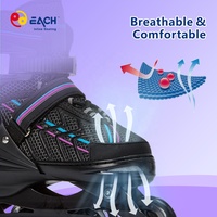 Patins à roulettes réglables professionnels EACH pour garçons et filles, taille populaire, pour enfants débutants, chaussures de patinage d'extérieur, roulettes lumineuses